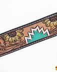 Hilason Horse Floral Hand Painted American Leather Breast Collar Headstall Dark Brown