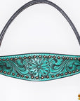 Hilason Horse Floral Hand Painted American Leather Breast Collar Headstall Turquoise