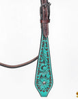 Hilason Horse Floral Hand Painted American Leather Breast Collar Headstall Turquoise