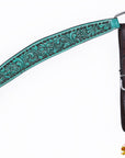 Hilason Horse Floral Hand Painted American Leather Breast Collar Headstall Turquoise