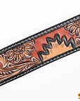 Hilason Horse Floral Hand Painted American Leather Breast Collar Headstall Dark Brown