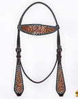 HILASON Western Horse Leaf Headstall Breast Collar Set Genuine Leather Dark Brown