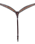 HILASON Western Horse Leaf Headstall Breast Collar Set Genuine Leather Dark Brown
