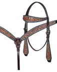 HILASON Western Horse Leaf Headstall Breast Collar Set Genuine Leather Dark Brown