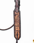Hilason Horse Floral Hand Carved American Leather Breast Collar Headstall Dark Brown