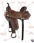Hilason Western Horse Barrel Flex Tree Trail American Leather Saddle Brown