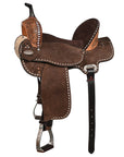 Hilason Western Horse Barrel Flex Tree Trail American Leather Saddle Dark Brown Gorgeous Floral Hand Tooled & Carved