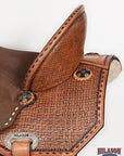 Hilason Western Horse Barrel Flex Tree Trail American Leather Saddle Tan Gorgeous Basket Weave Poker Card Hand Tooled