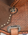 Hilason Western Horse Barrel Flex Tree Trail American Leather Saddle Tan Gorgeous Basket Weave Poker Card Hand Tooled
