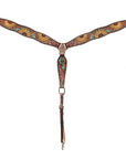 American Darling Western Horse Floral Headstall Breast Collar Genuine Leather Brown
