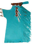 HILASON Pro Rodeo Bull Riding Chaps Genuine Leather Turquoise