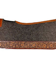 32X30 In Hilason Western Wool Gray Felt Horse Saddle Pad W/ tooled Border