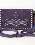 American Darling Western Small Cross Body Genuine Leather Handbag Purse Wallet Bag For Women Girls Purple