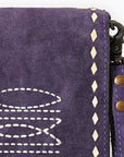 American Darling Western Small Cross Body Genuine Leather Handbag Purse Wallet Bag For Women Girls Purple