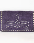 American Darling Western Small Cross Body Genuine Leather Handbag Purse Wallet Bag For Women Girls Purple