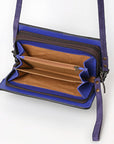 American Darling Western Small Cross Body Genuine Leather Handbag Purse Wallet Bag For Women Girls Purple