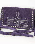 American Darling Western Small Cross Body Genuine Leather Handbag Purse Wallet Bag For Women Girls Purple