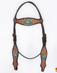HILASON Western Horse Hand Carved American Leather Breast Collar Headstall