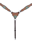 HILASON Western Horse Hand Carved American Leather Breast Collar Headstall