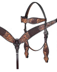 HILASON Western Horse Hand Carved American Leather Breast Collar Headstall