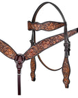 HILASON Western Horse Hand Carved American Leather Breast Collar Headstall