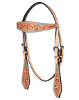 HILASON Western Horse Hand Carved American Leather Breast Collar Headstall