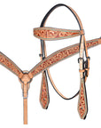 HILASON Western Horse Hand Carved American Leather Breast Collar Headstall