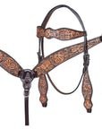 HILASON Western Horse Hand Carved American Leather Breast Collar Headstall