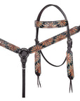 HILASON Western Horse Hand Carved American Leather Breast Collar Headstall