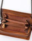 American Darling Organiser Hair-On Hand Tooled Genuine Leather Women Bag Western Handbag Purse