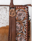 American Darling Hand Tooled Hair On Genuine Leather Women Bag Western Handbag Purse
