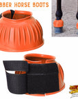 Hilason Western Horse PVC Ribbed Double Hook & Loop Leg Bell Boots