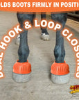 Hilason Western Horse PVC Ribbed Double Hook & Loop Leg Bell Boots
