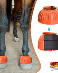 Hilason Western Horse PVC Ribbed Double Hook & Loop Leg Bell Boots