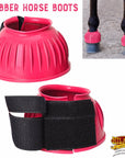 Hilason Western Horse PVC Ribbed Double Hook & Loop Leg Bell Boots