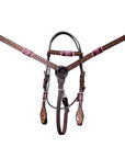 BAR H EQUINE Horse Hand Carved Breast Collar Headstall Genuine Leather Brown
