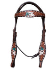 BAR H EQUINE Western Horse Genuine Leather Tack Set Dark Brown