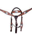 BAR H EQUINE Western Horse Genuine Leather Tack Set Dark Brown