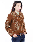 American Darling ADJKT063 Genuine Suede leather Women shirt jacket dress ladies girl