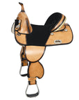 15 In Hilason Western Horse Treeless Trail Genuine American Leather Saddle Tan