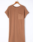 Corded Knit Pocketed T-Shirt Dress