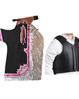 HILASON Western Horse Bull Riding Safety Leather Protective Vest & Rodeo Chaps Combo