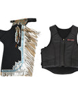 HILASON Western Horse Bull Riding Safety Leather Protective Vest & Rodeo Chaps Combo