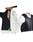 HILASON Western Horse Bull Riding Safety Leather Protective Vest & Rodeo Chaps Combo