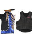 HILASON Western Horse Bull Riding Safety Leather Protective Vest & Rodeo Chaps Combo