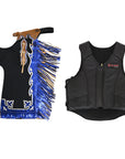 HILASON Western Horse Bull Riding Safety Leather Protective Vest & Rodeo Chaps Combo