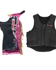 HILASON Western Horse Bull Riding Safety Leather Protective Vest & Rodeo Chaps Combo
