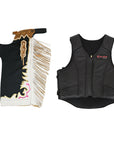 HILASON Western Horse Bull Riding Safety Leather Protective Vest & Rodeo Chaps Combo