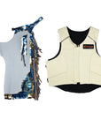 HILASON Western Horse Bull Riding Safety Leather Protective Vest & Rodeo Chaps Combo