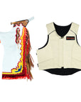 HILASON Western Horse Bull Riding Safety Leather Protective Vest & Rodeo Chaps Combo